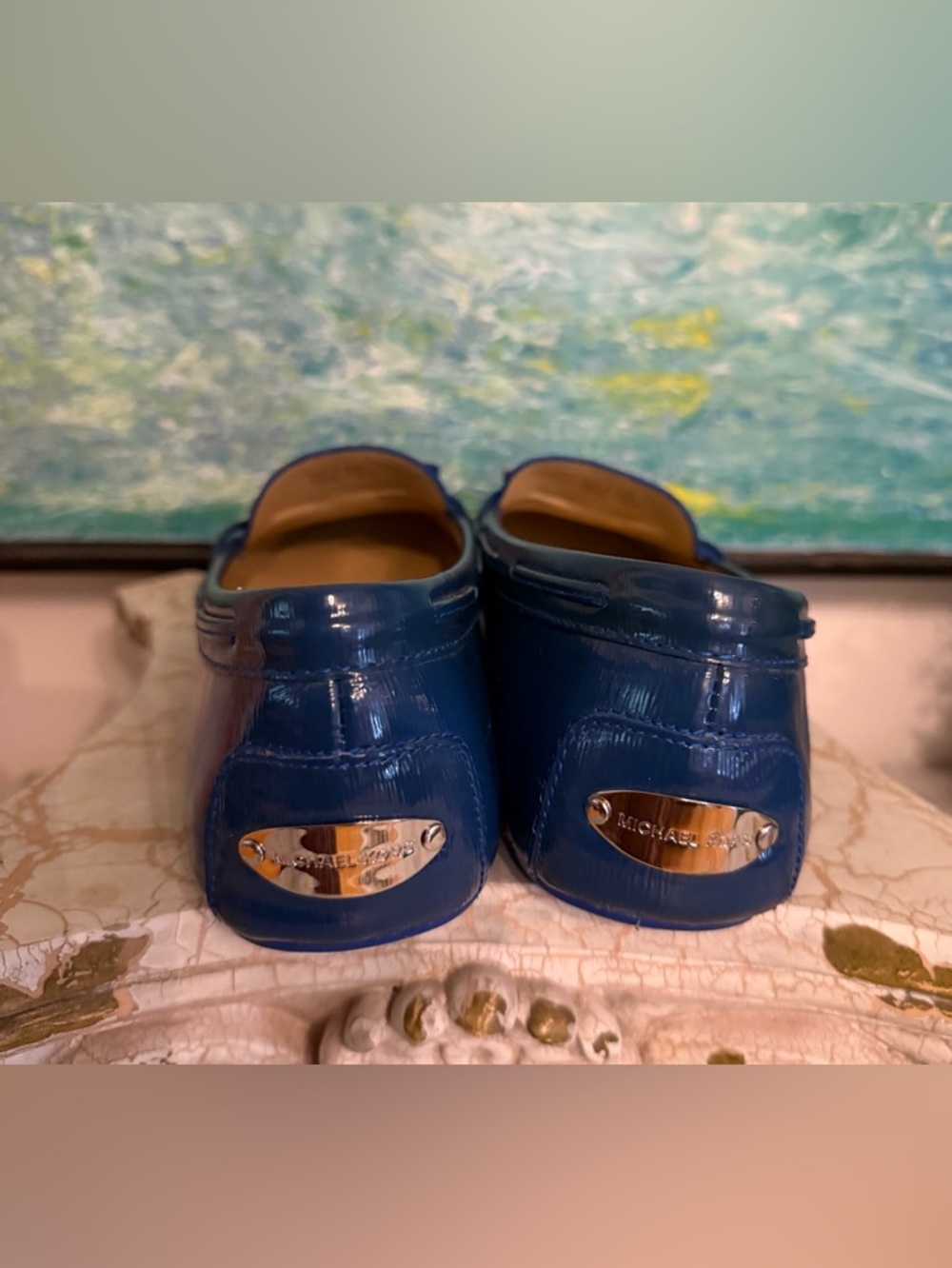 Michael Kors Royal Blue Patent Leather Bow Loafers - Picture 5 of 7